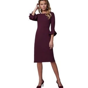 Karl Langerfeld Tulip Sleeve Burgundy Dress
